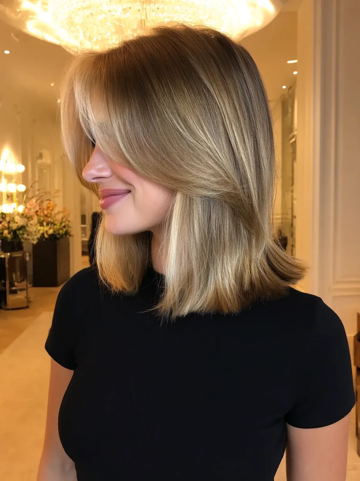 sandy blonde long bob